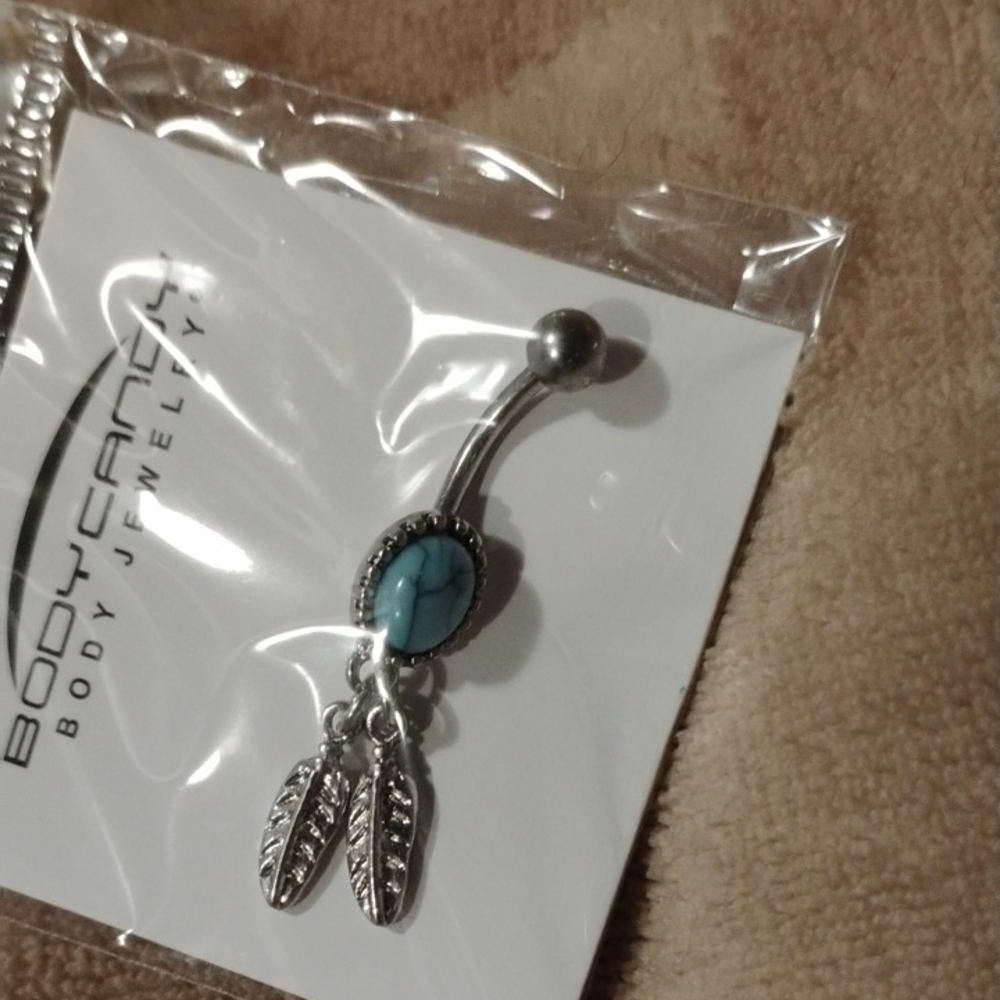 Body Candy Silver and Turquoise Feather Earrings
